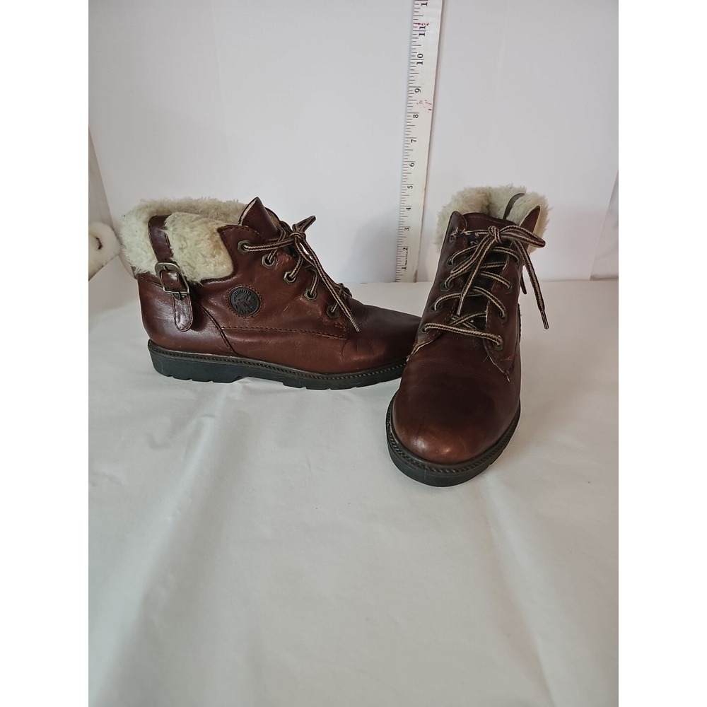 Bodwok Brown Leather Ankle Boot Made In Portugal Sherpa  Women's 38‎ 7.5